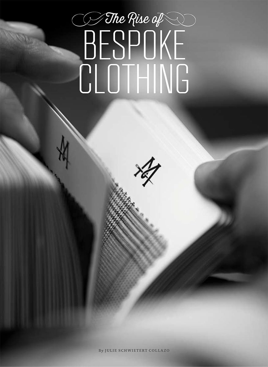 Fabric swatches at a bespoke tailor