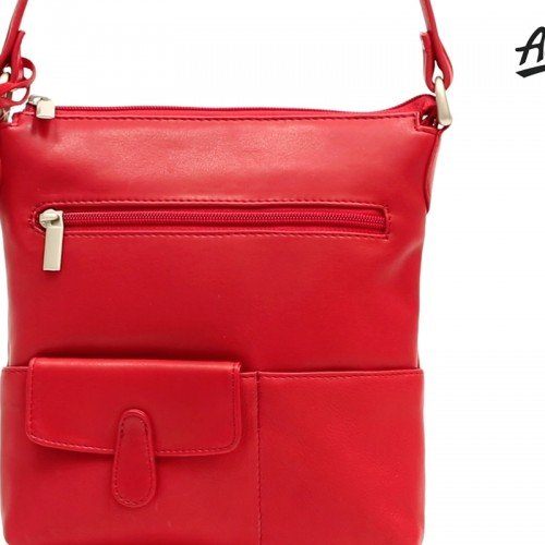 red leather bag