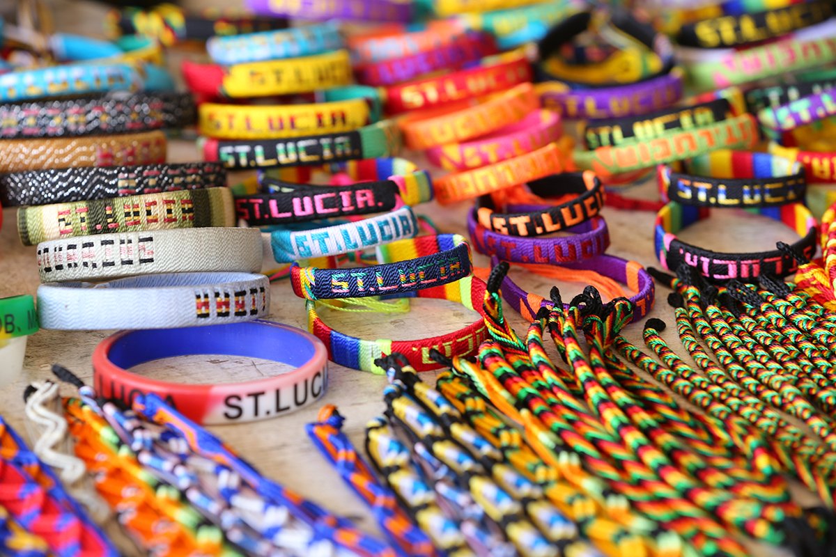 bracelets in market in Saint Lucia