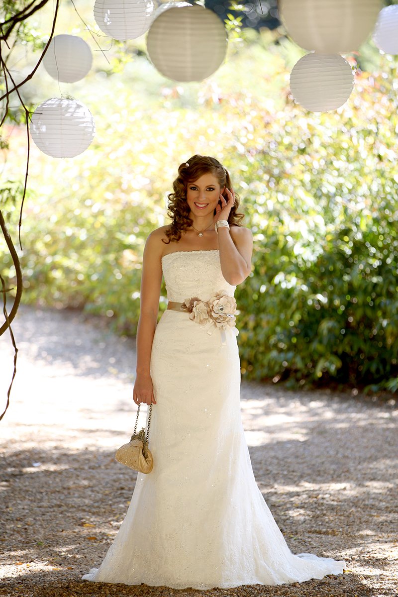 bride standing with bag