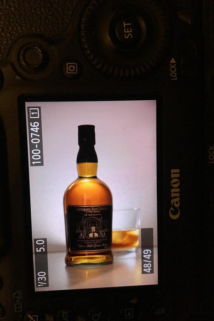 Behind the scenes shot from our product shoot for Clifton Hall rum