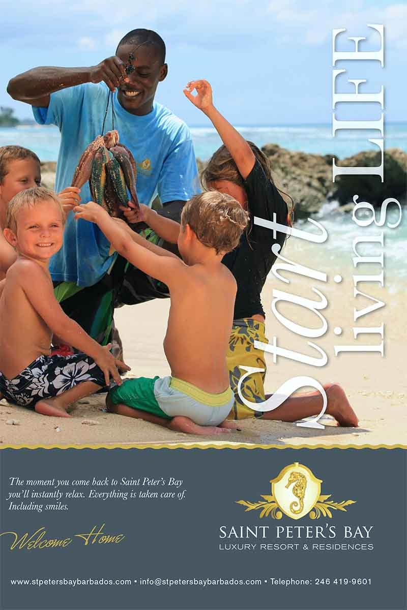 Kids playing on the beach with fresh fish